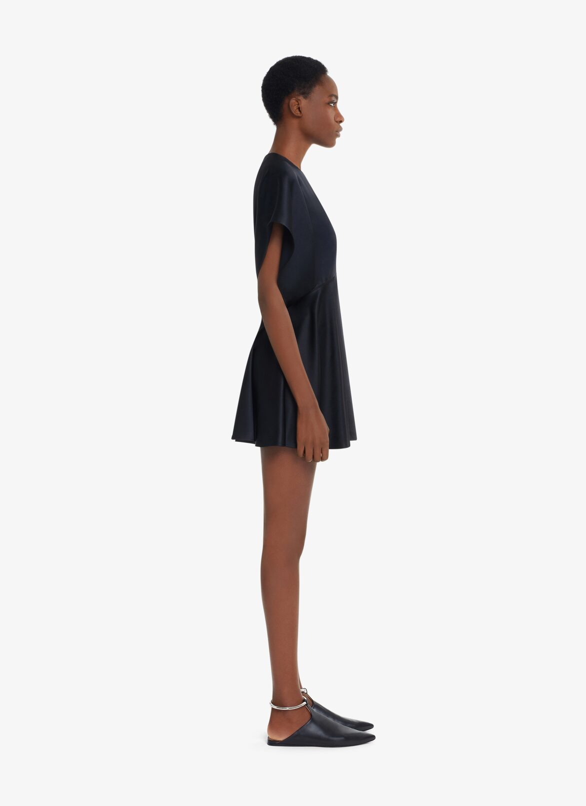 CREPE WEAVE SHORT SKATER DRESS ALAÏA BLACK CREPE WEAVE SHORT SKATER DRESS